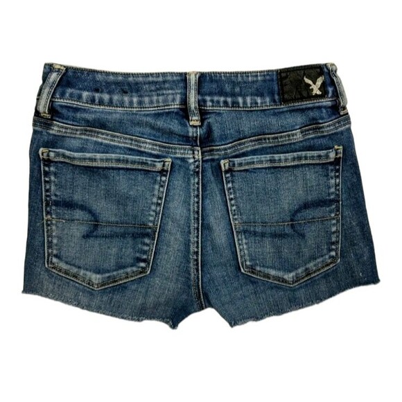 AMERICAN EAGLE AEO Jean Shorts  Women's 2  Hi-Rise Cut Off Super Stretch Denim - Picture 2 of 6